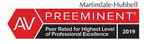 Martindale-Hubbell | AV | Preeminent | Peer rated for Highest Level of Professional Excellence 2019